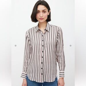 Isabel Marant Striped Button Down Shirt - Black, White, Pink